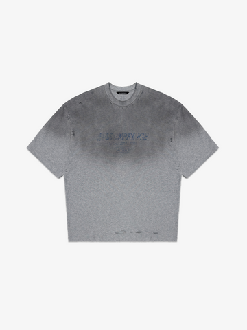 Floral Gray Gradient Damaged Tee-Shirt