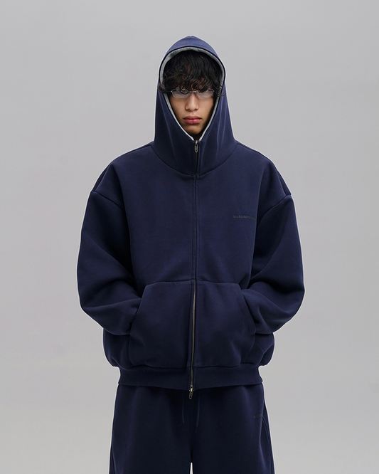 Oversized Navy Zip Hoodie