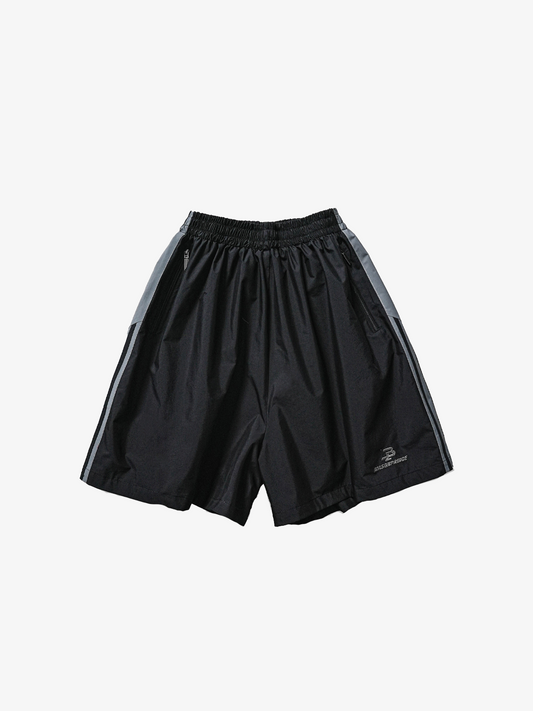 Black Windbreaker Stripe Short