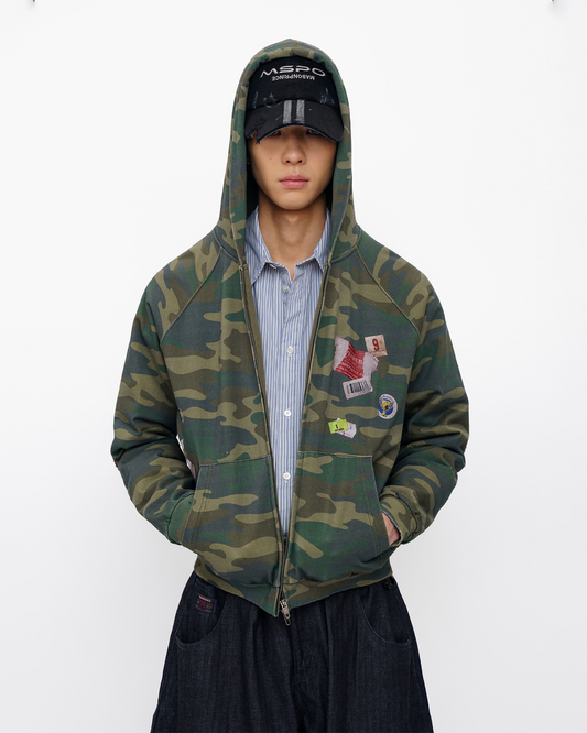 90s Camo Double-Layer Knit Jacket