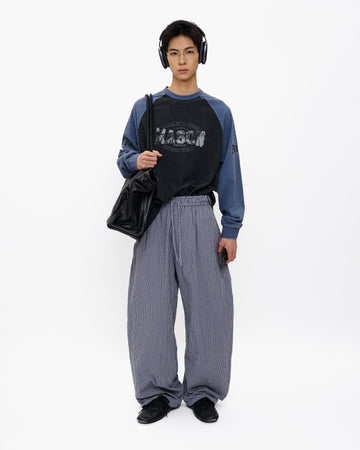 Crinkled Check Drawstring Pants