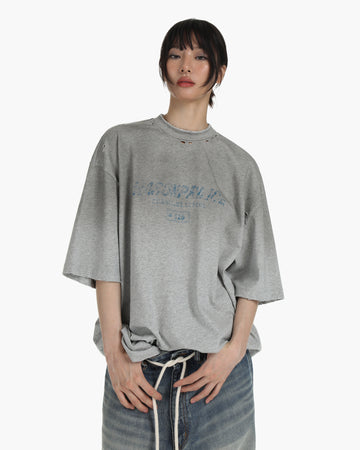 Gradient Distressed Oversized Tee-Shirt