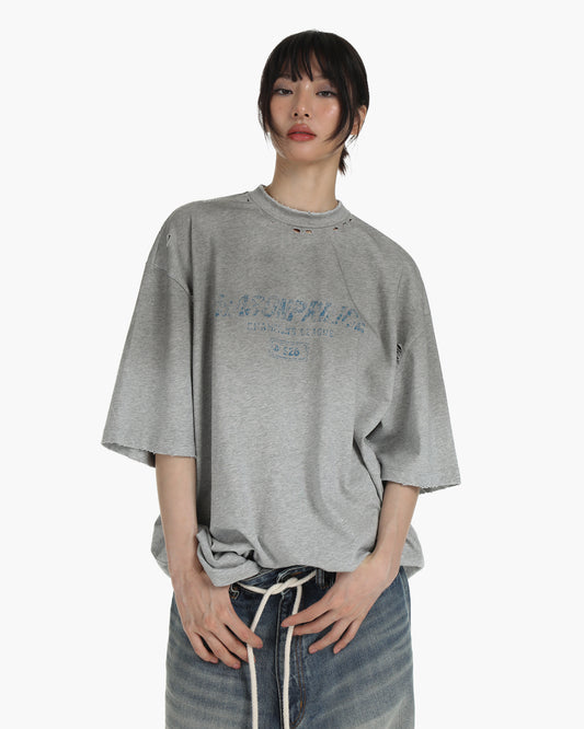 Gradient Distressed Oversized Tee-Shirt
