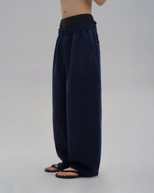 Oversized Navy Wide-Leg Sweatpants