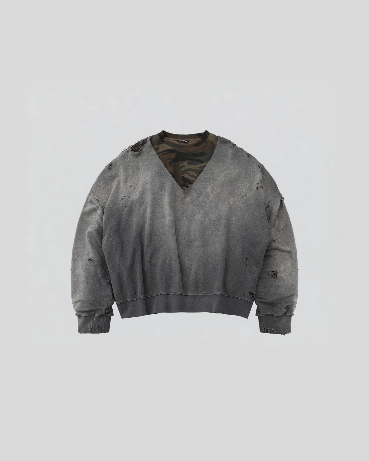 Camo Layered Destroyed Sweatshirt