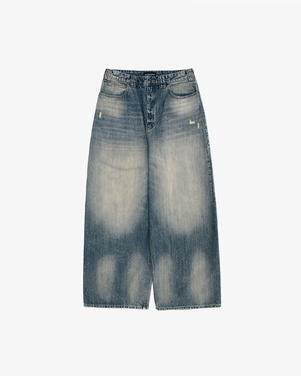 Snow-Wash Wide-Leg Jeans