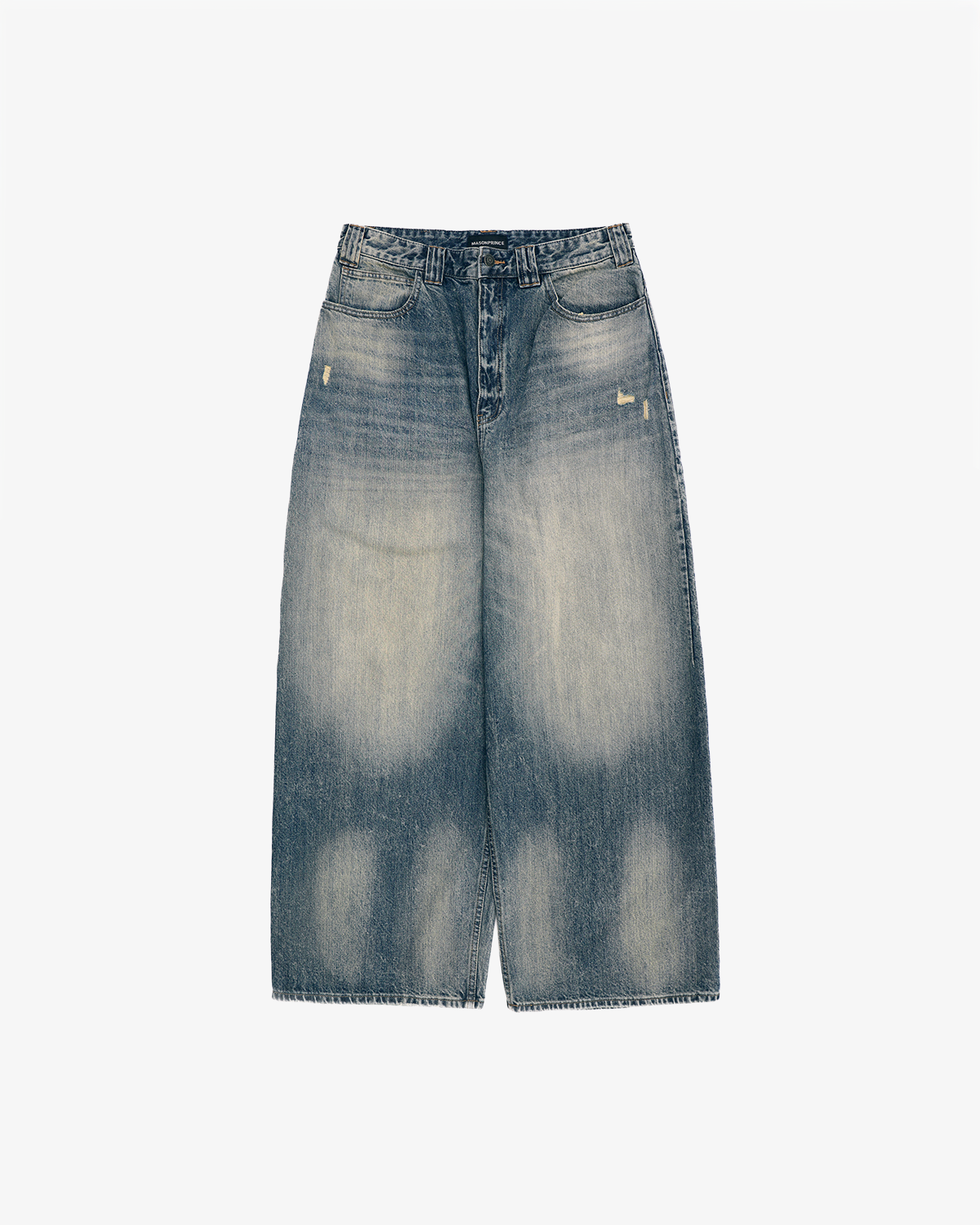 Snow-Wash Wide-Leg Jeans