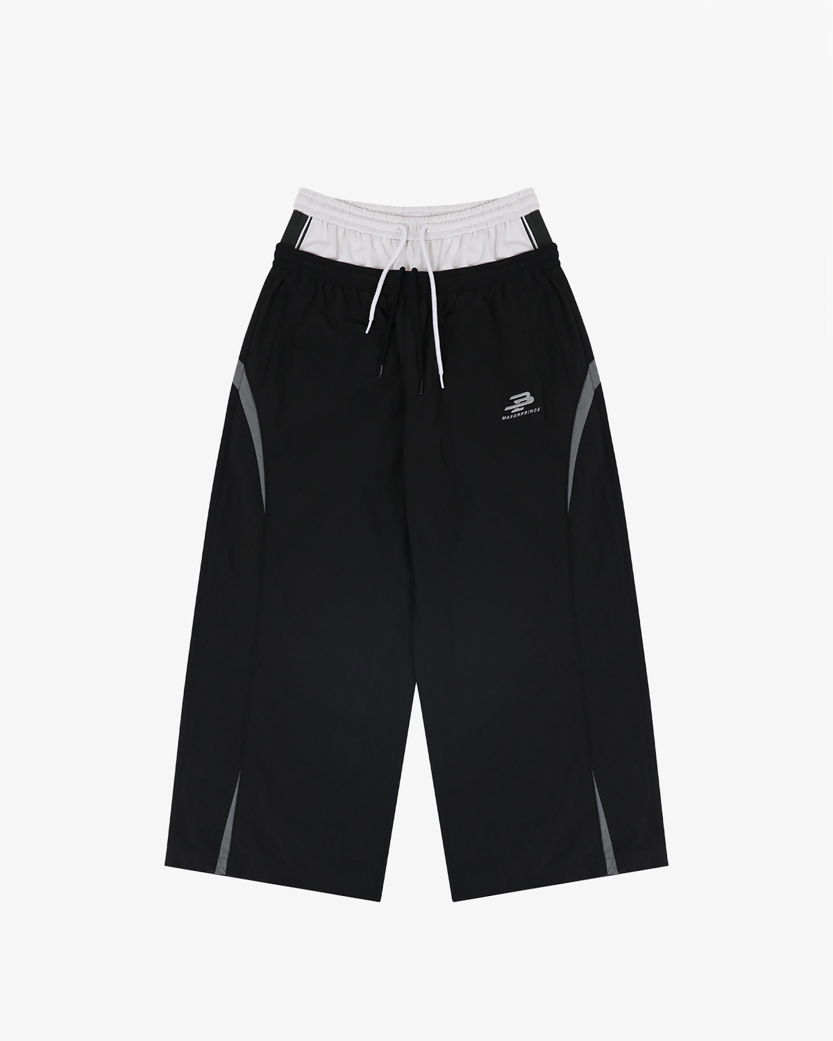 ALL BLACK Layered-Waist Oversize TrackPants