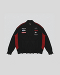 Racer Patch Knit Zip Cardigan