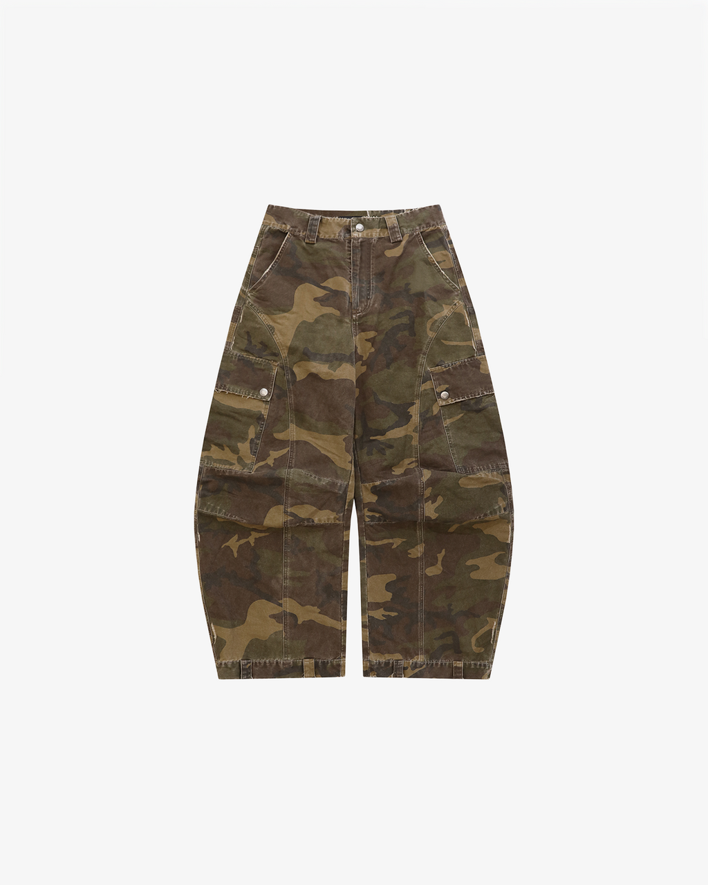 Washed Camo Curved Cargo Pants