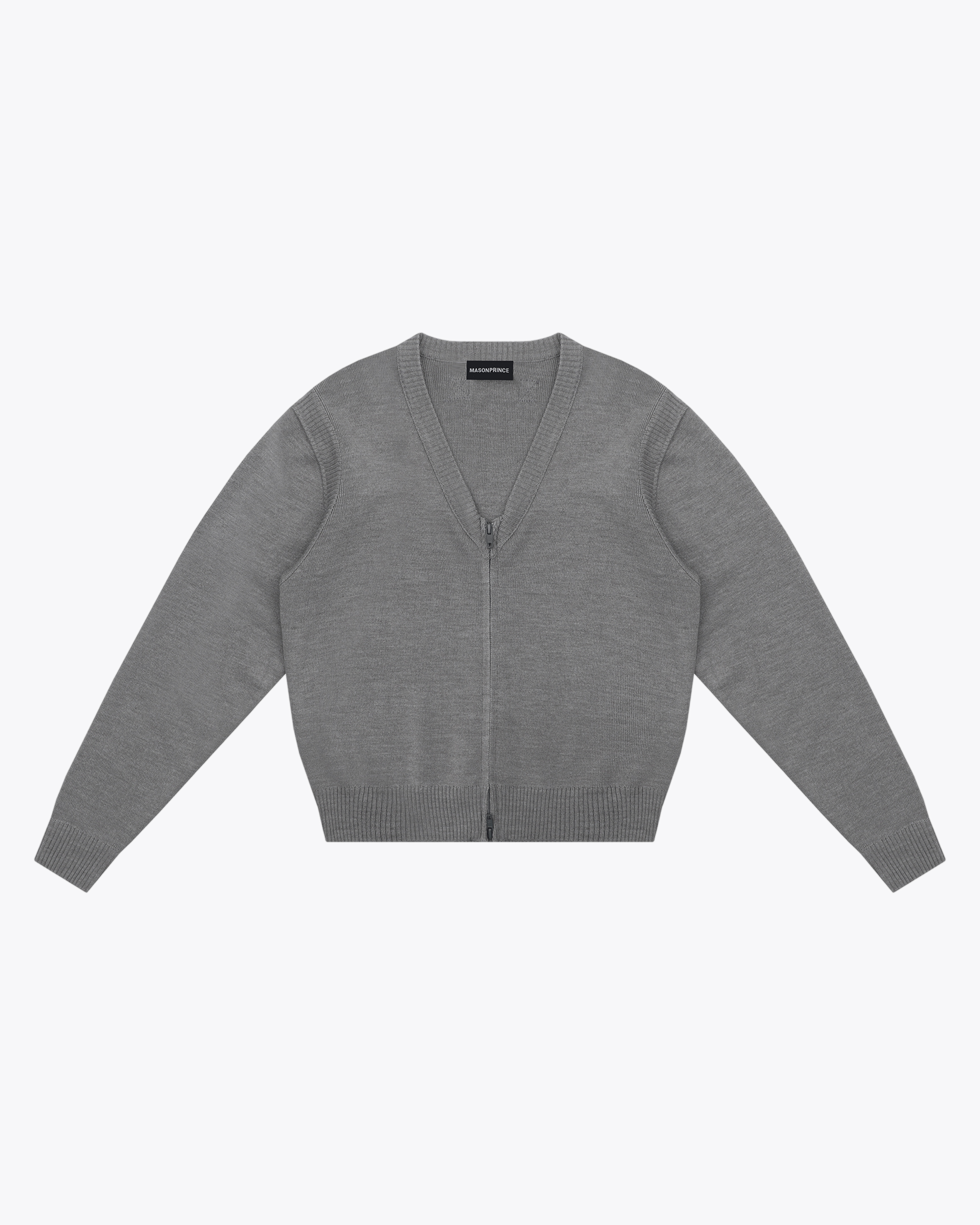 Classic Zip V-Neck Knit Cardigan