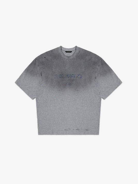 Floral Gray Gradient Damaged Tee-Shirt