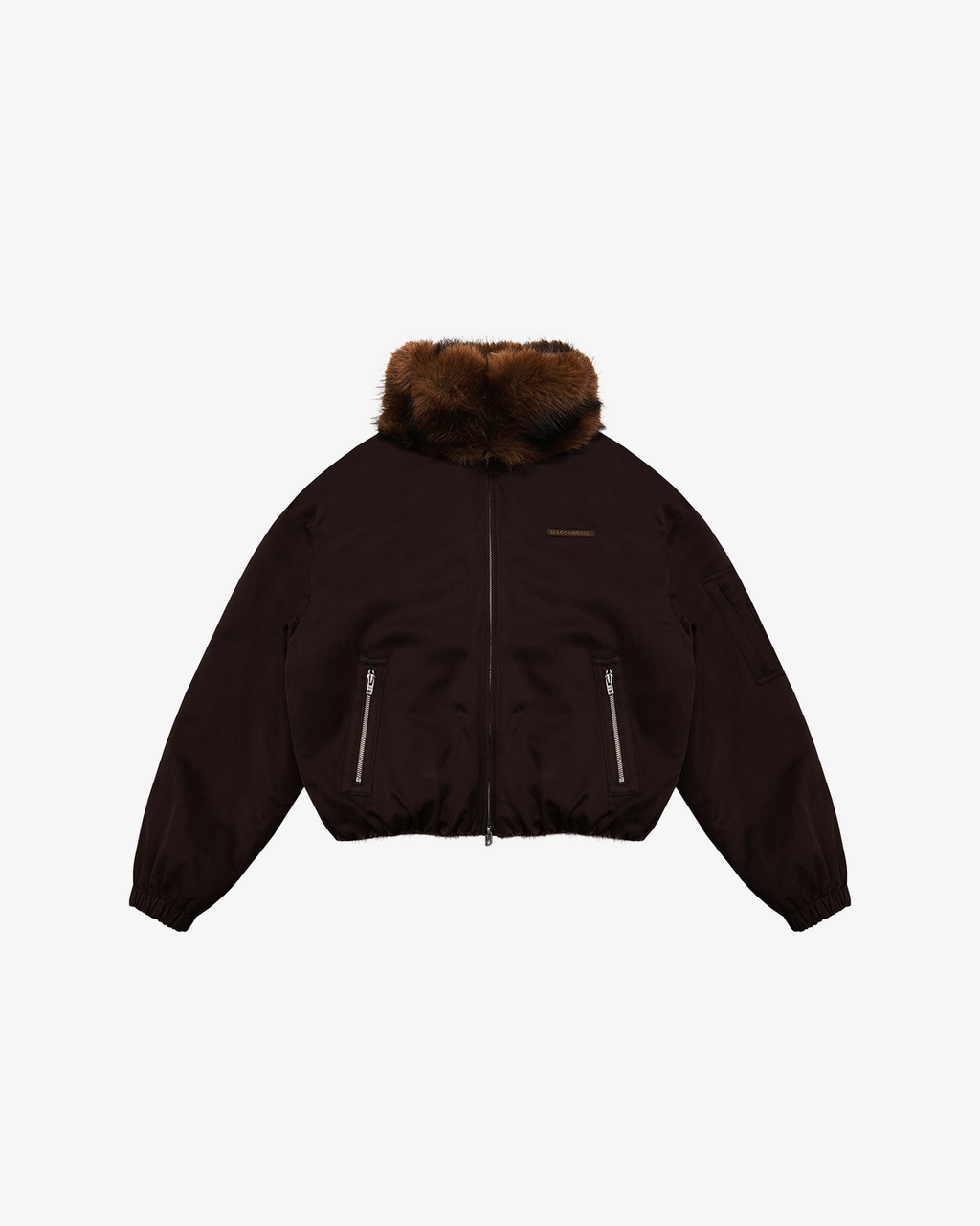 Fur-Collar Cocoon Bomber Jacket