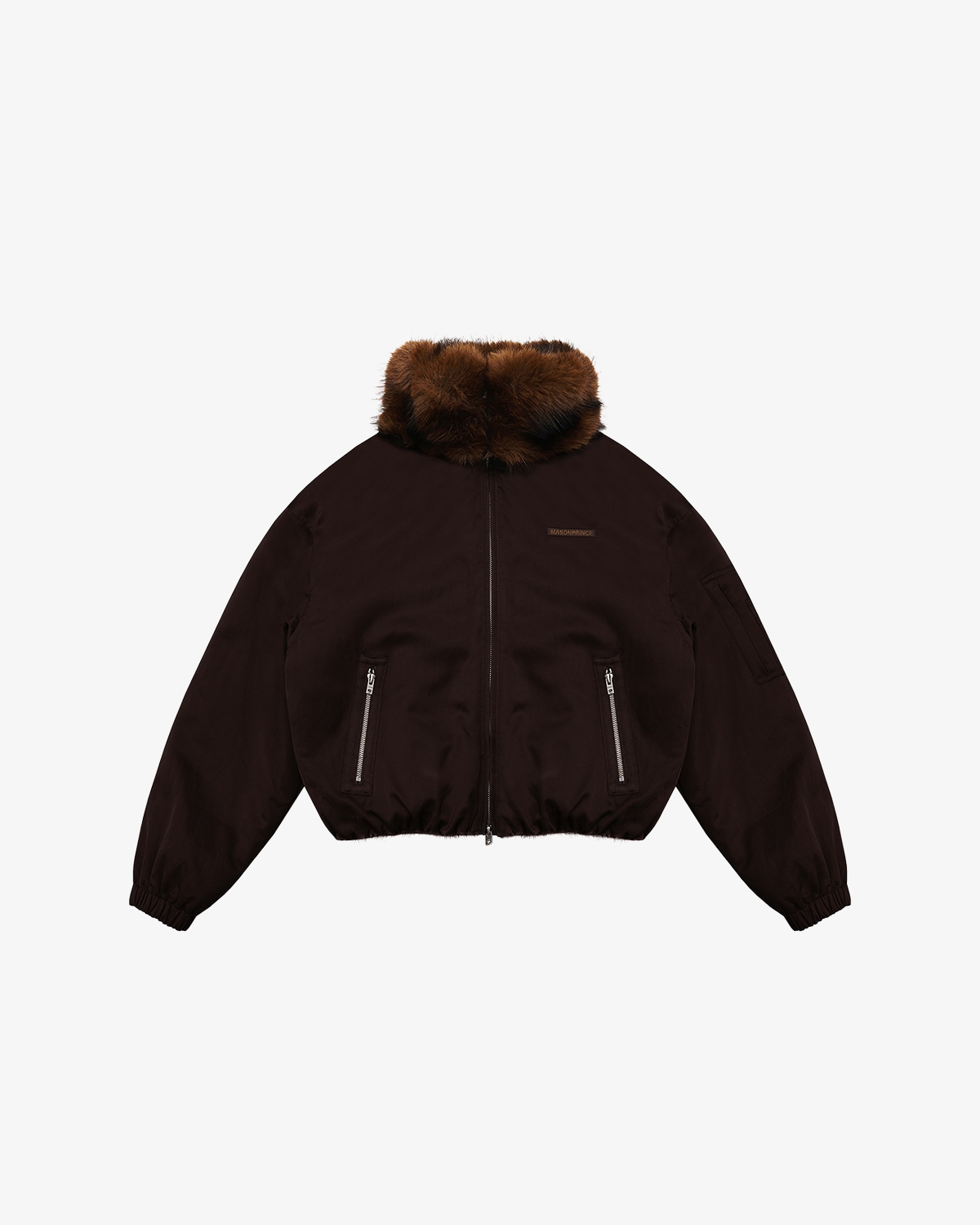 Fur-Collar Cocoon Bomber Jacket