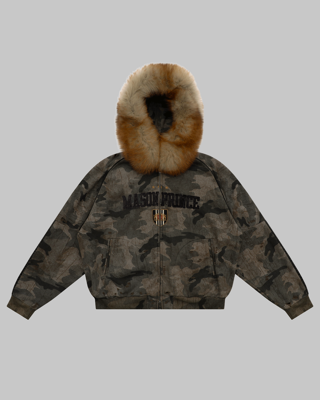 Fox Fur Camo Hooded Jacket