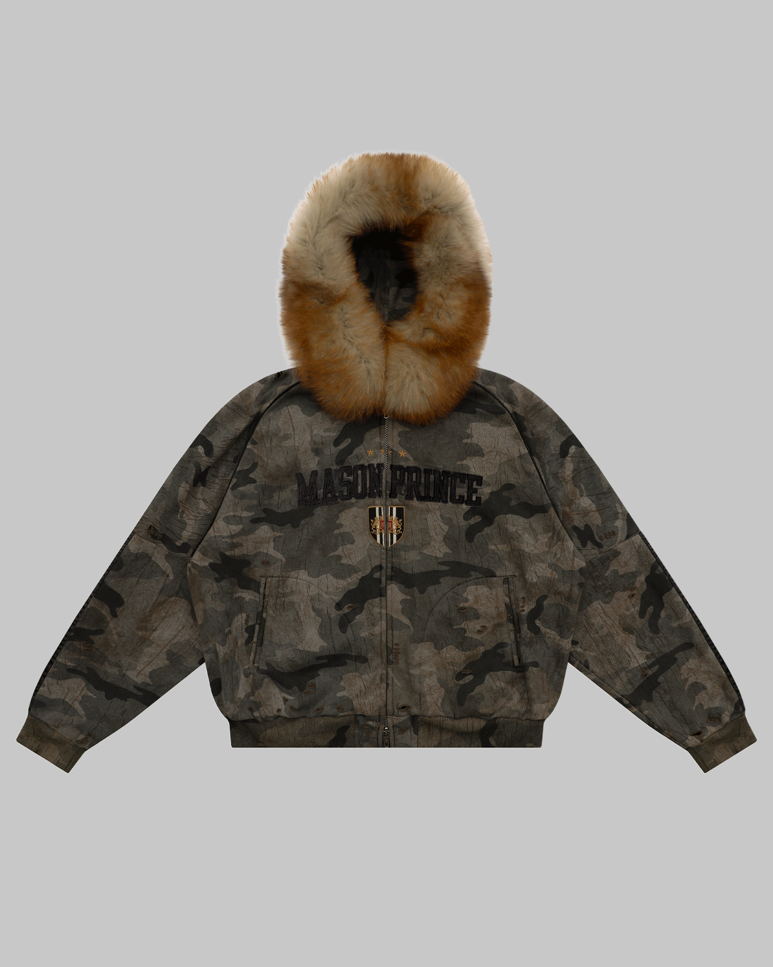 Fox Fur Camo Hooded Jacket