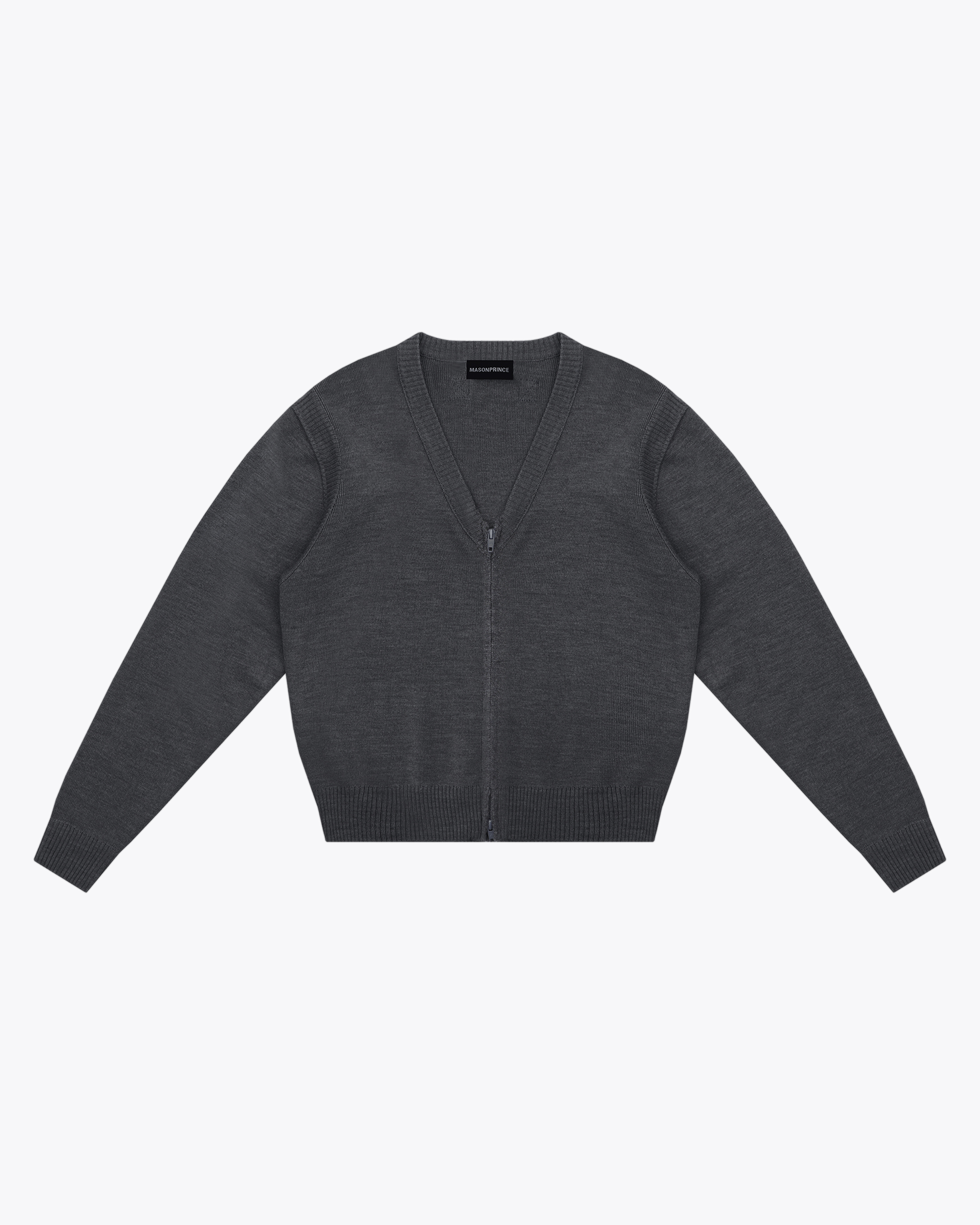 Classic Zip V-Neck Knit Cardigan