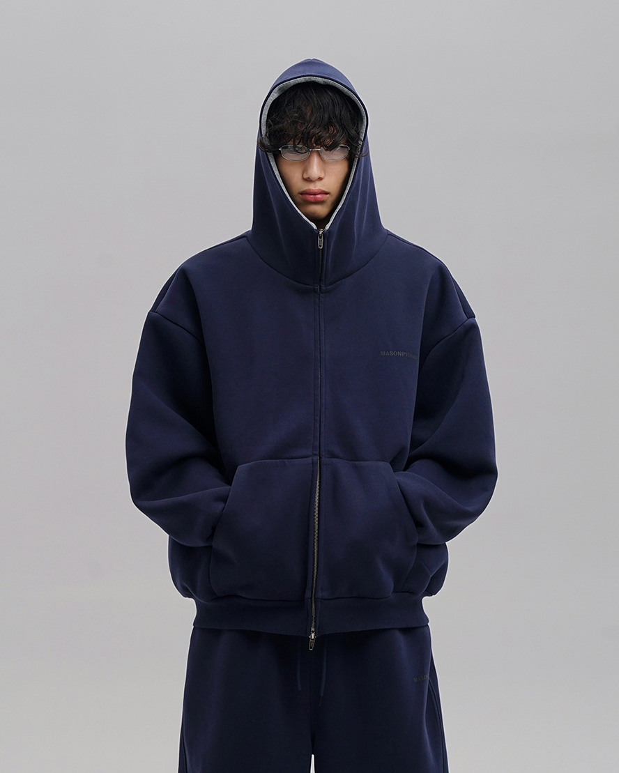 Oversized Navy Zip Hoodie