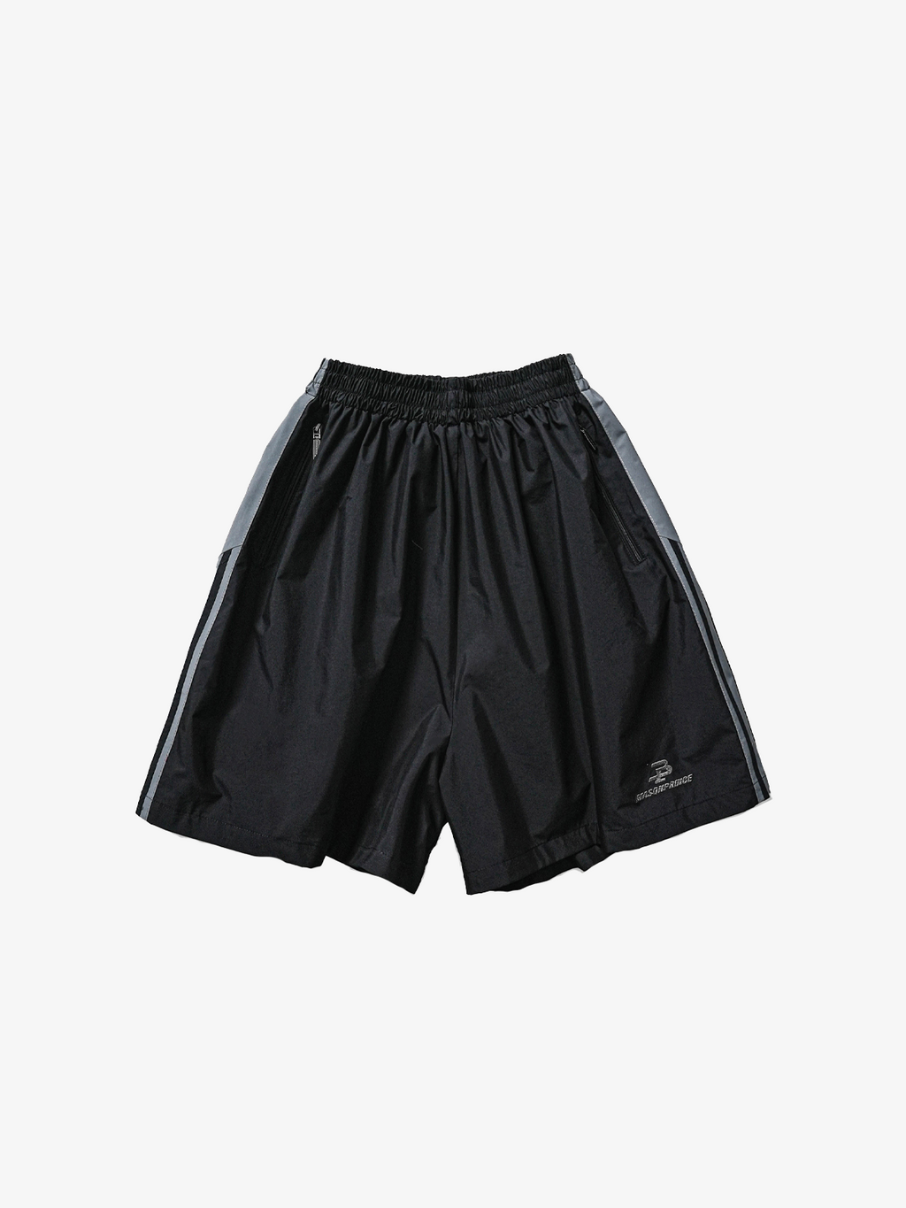 Black Windbreaker Stripe Short