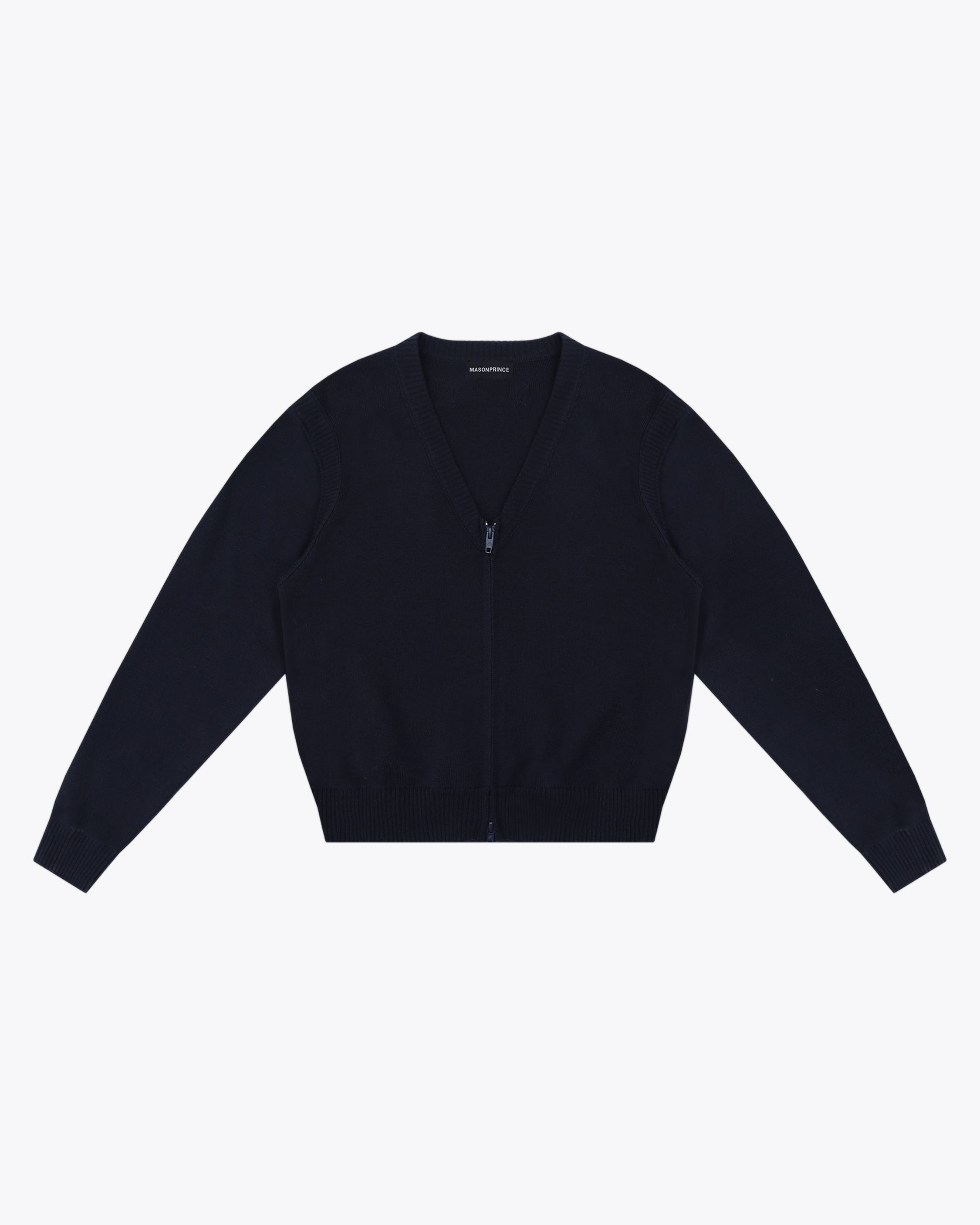 Classic Zip V-Neck Knit Cardigan