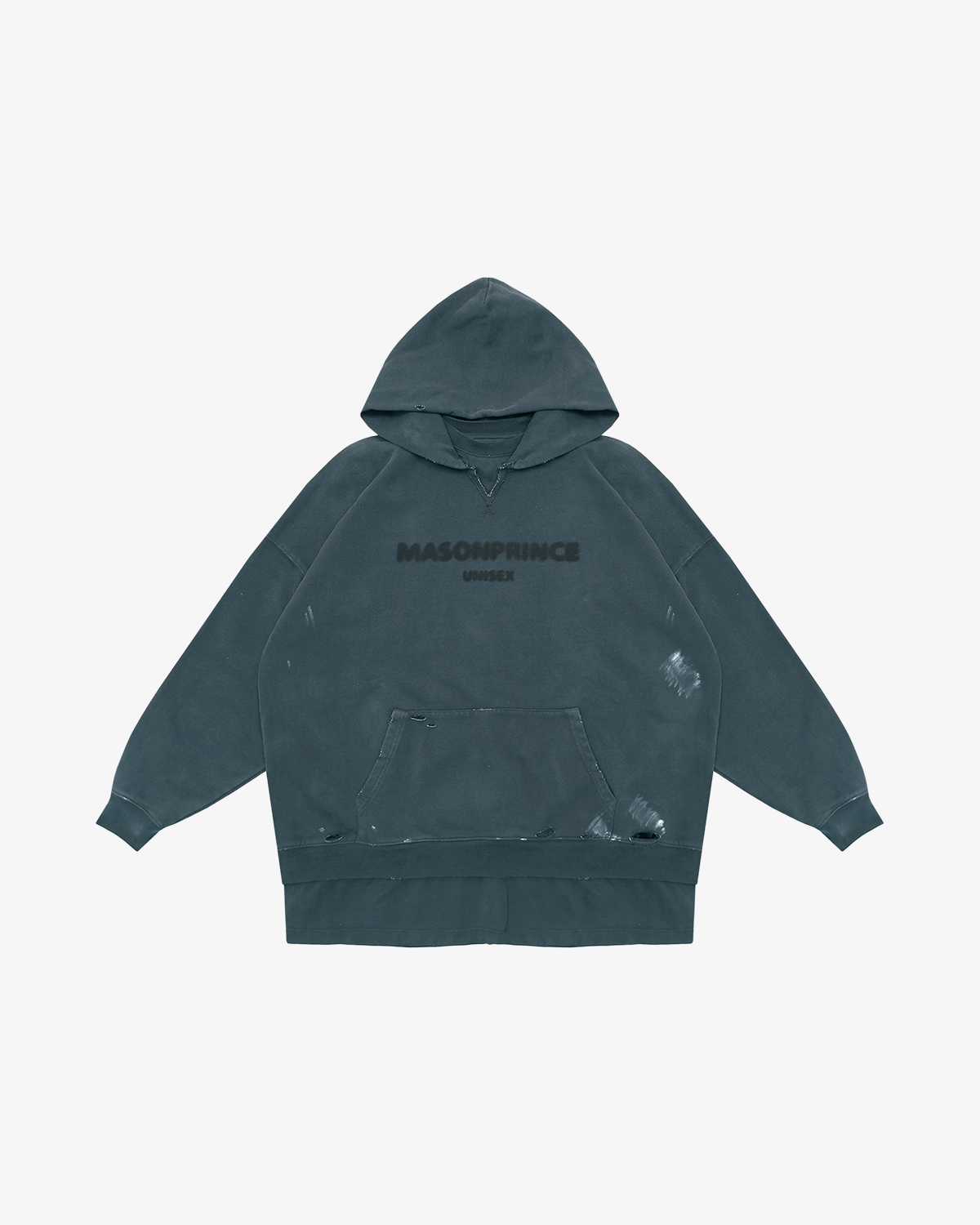 Layered Hem Blur Logo Hoodie