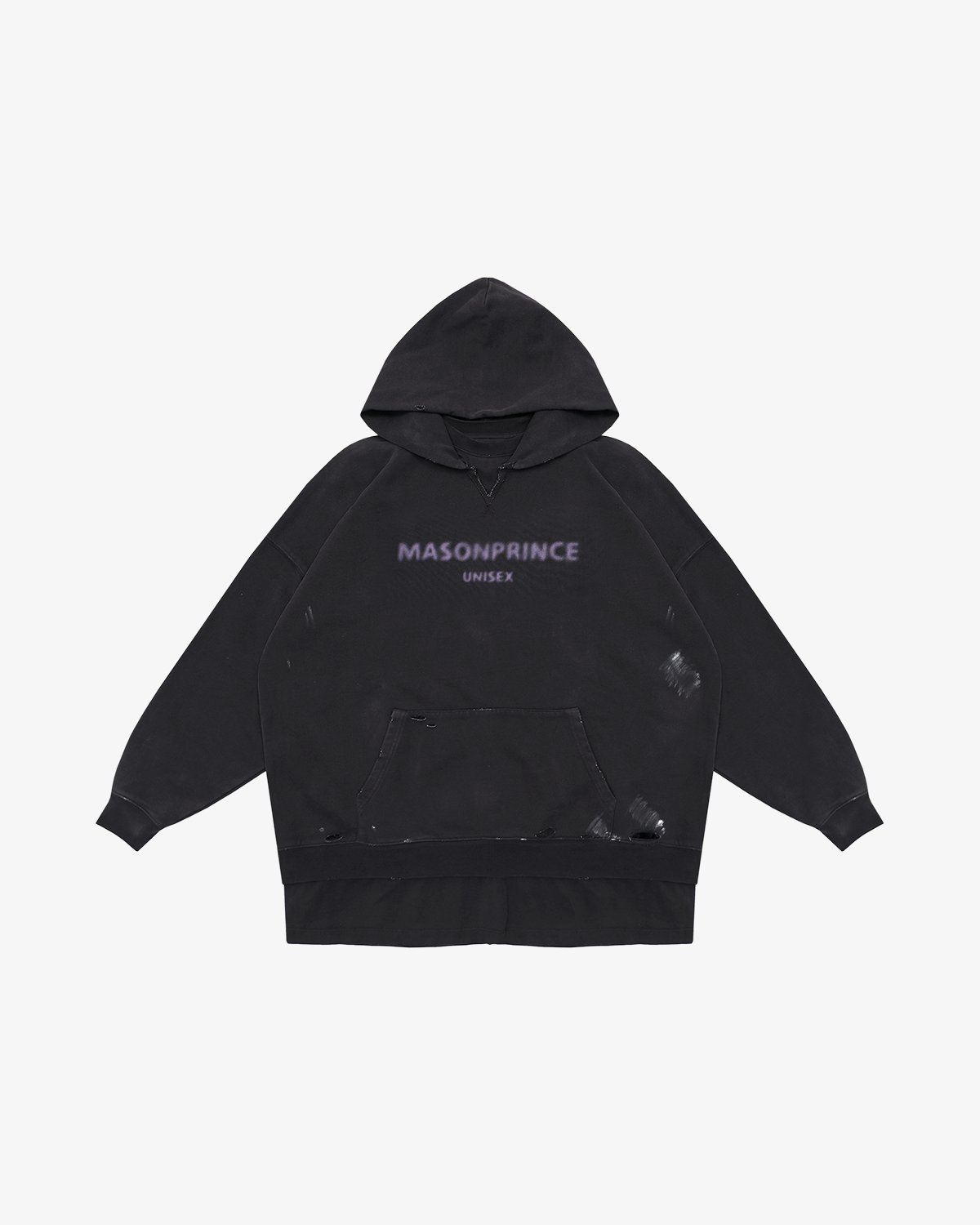 Layered Hem Blur Logo Hoodie