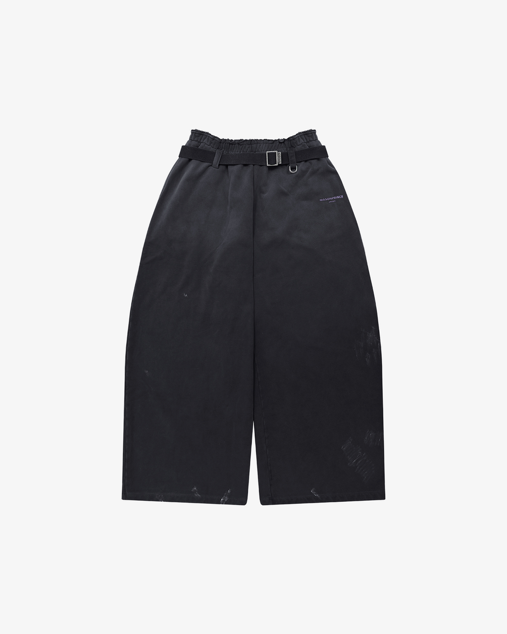 Washed Wide-Leg  Belted Sweatpants