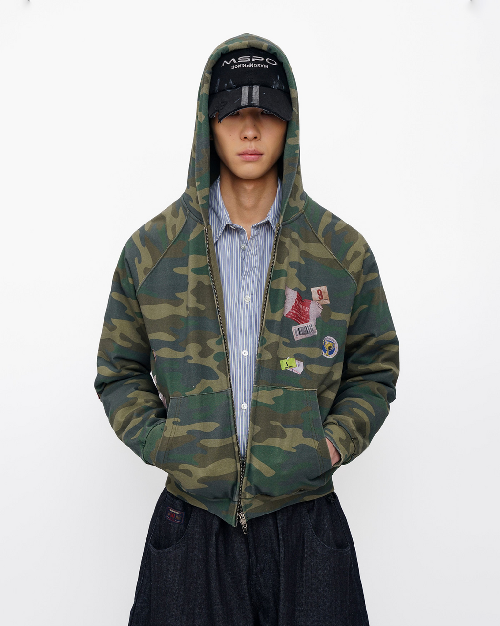 90s Camo Double-Layer Knit Jacket