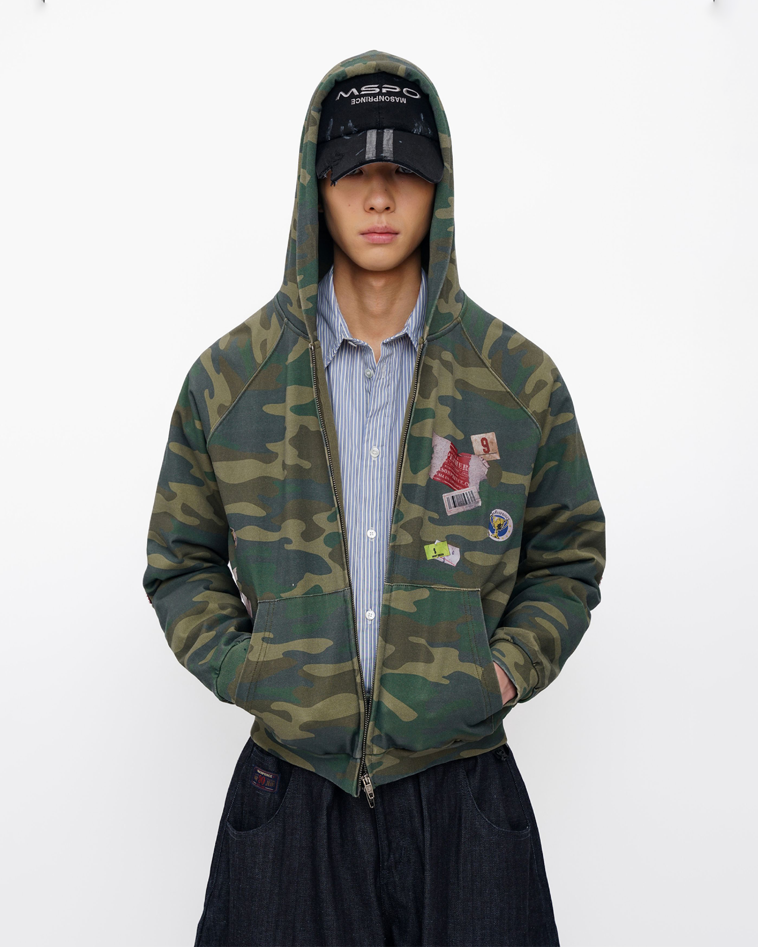 90s Camo Double-Layer Knit Jacket