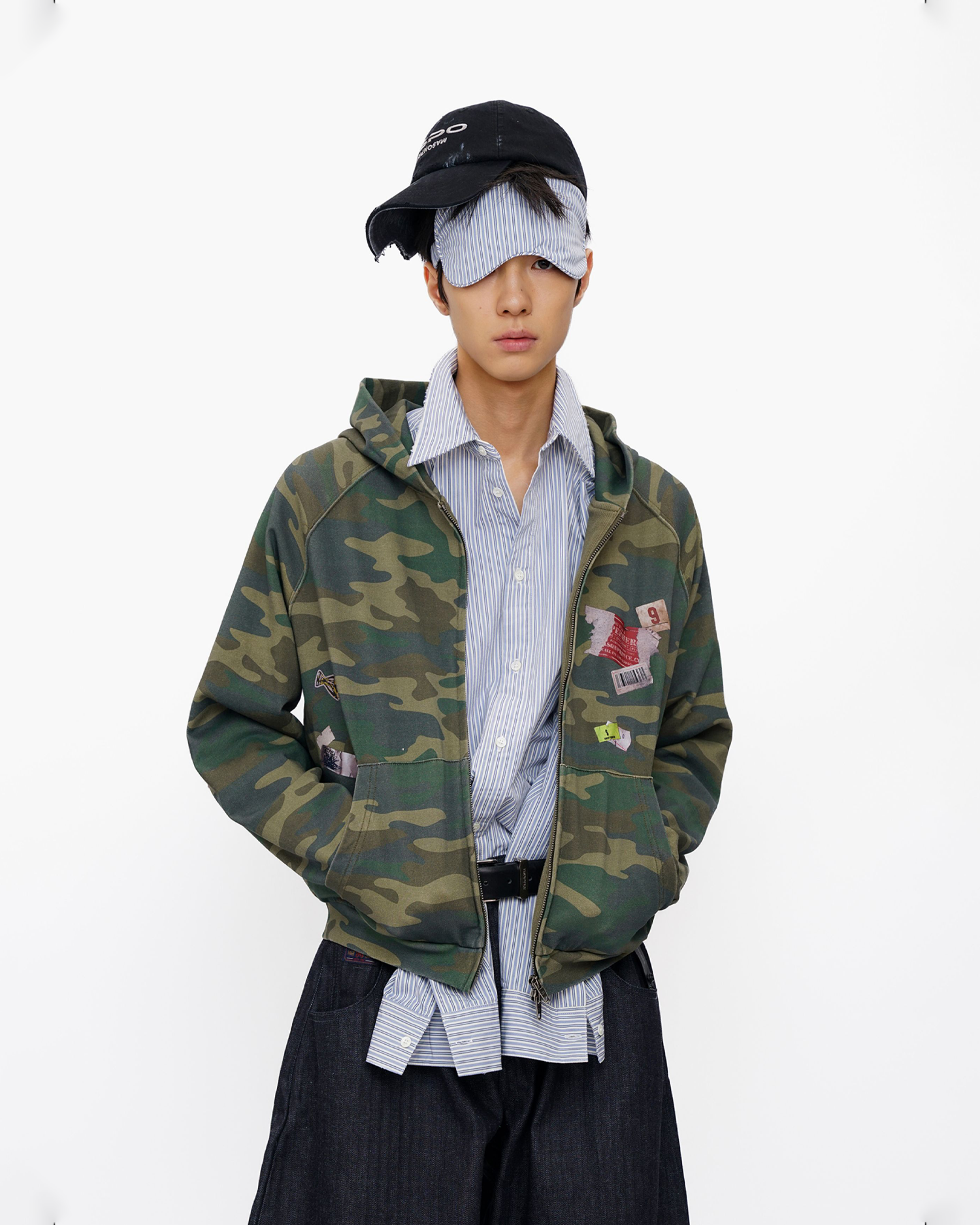 90s Camo Double-Layer Knit Jacket