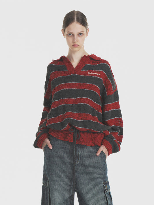 Winter College Striped Polo Sweater