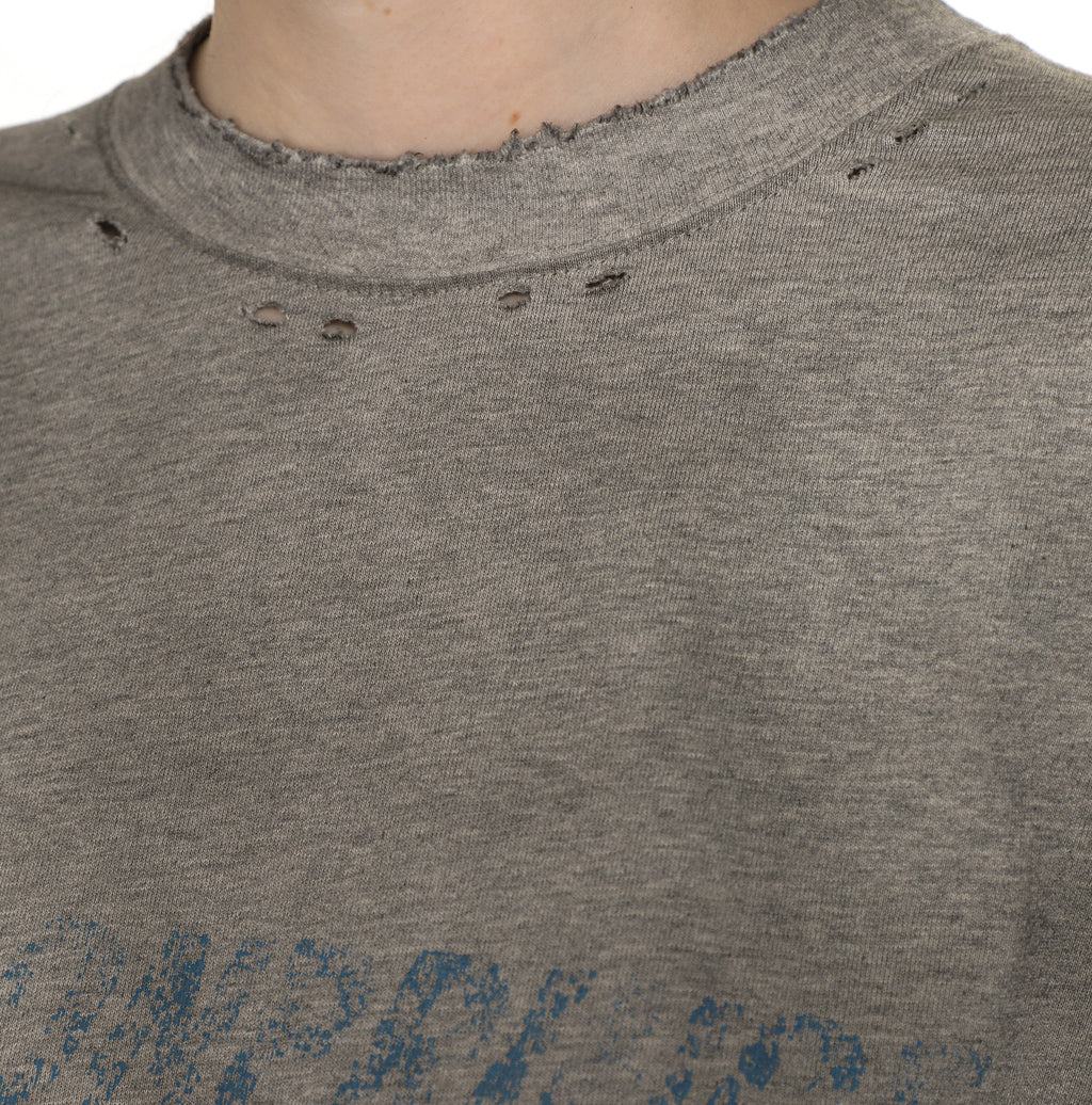 Floral Gray Gradient Damaged Tee-Shirt