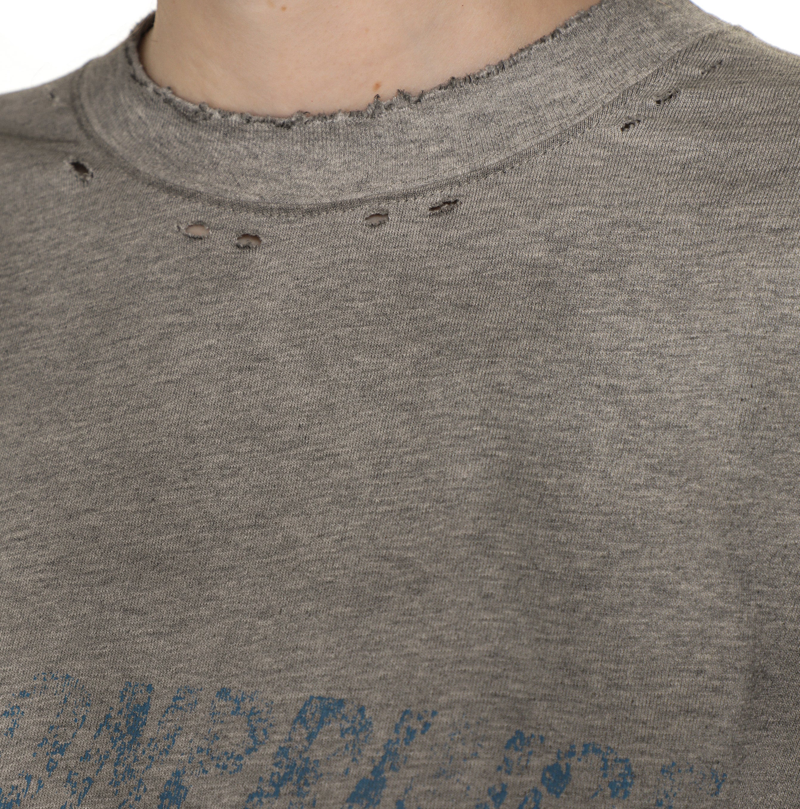 Floral Gray Gradient Damaged Tee-Shirt