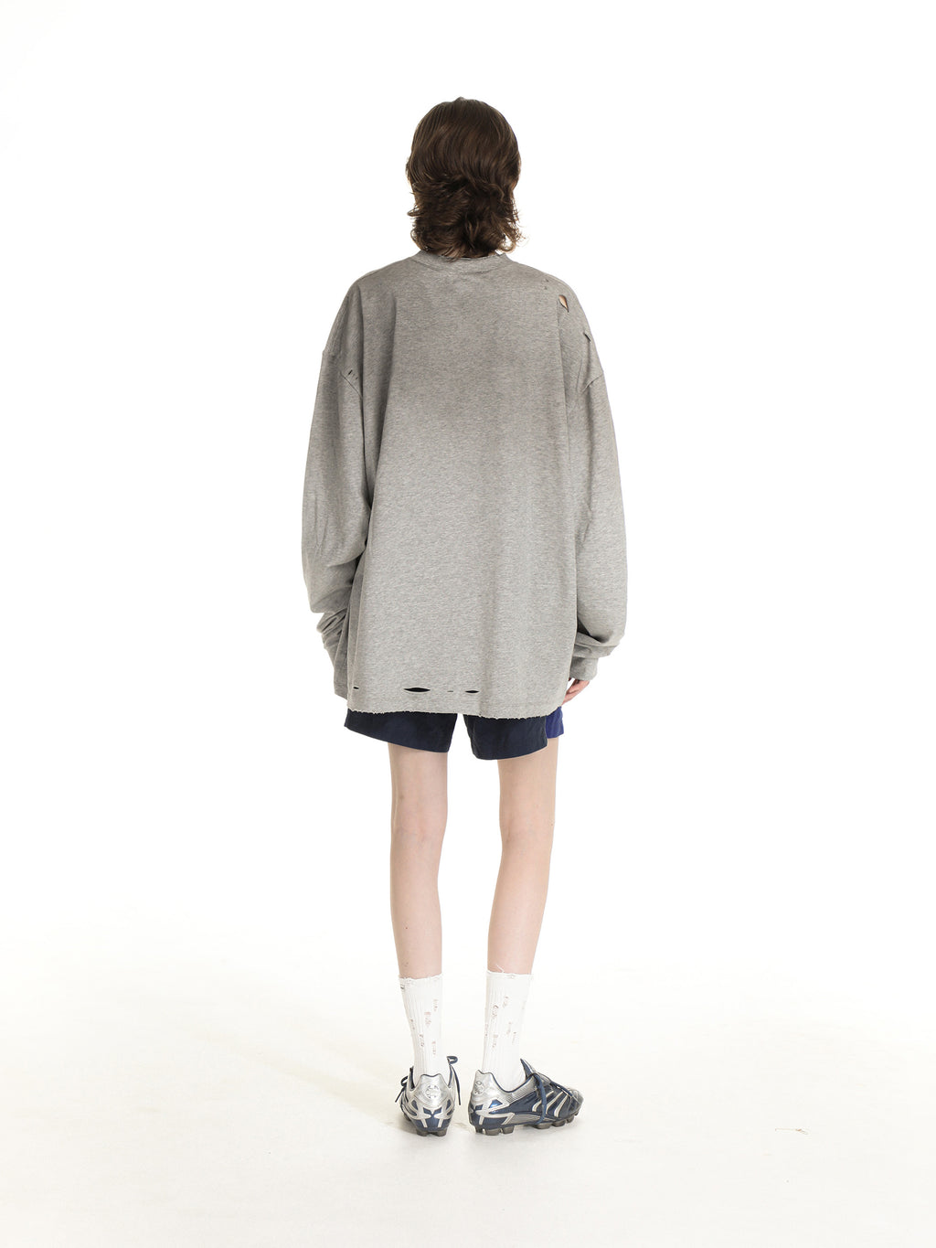 Floral Gray Gradient Damaged Tee-Shirt