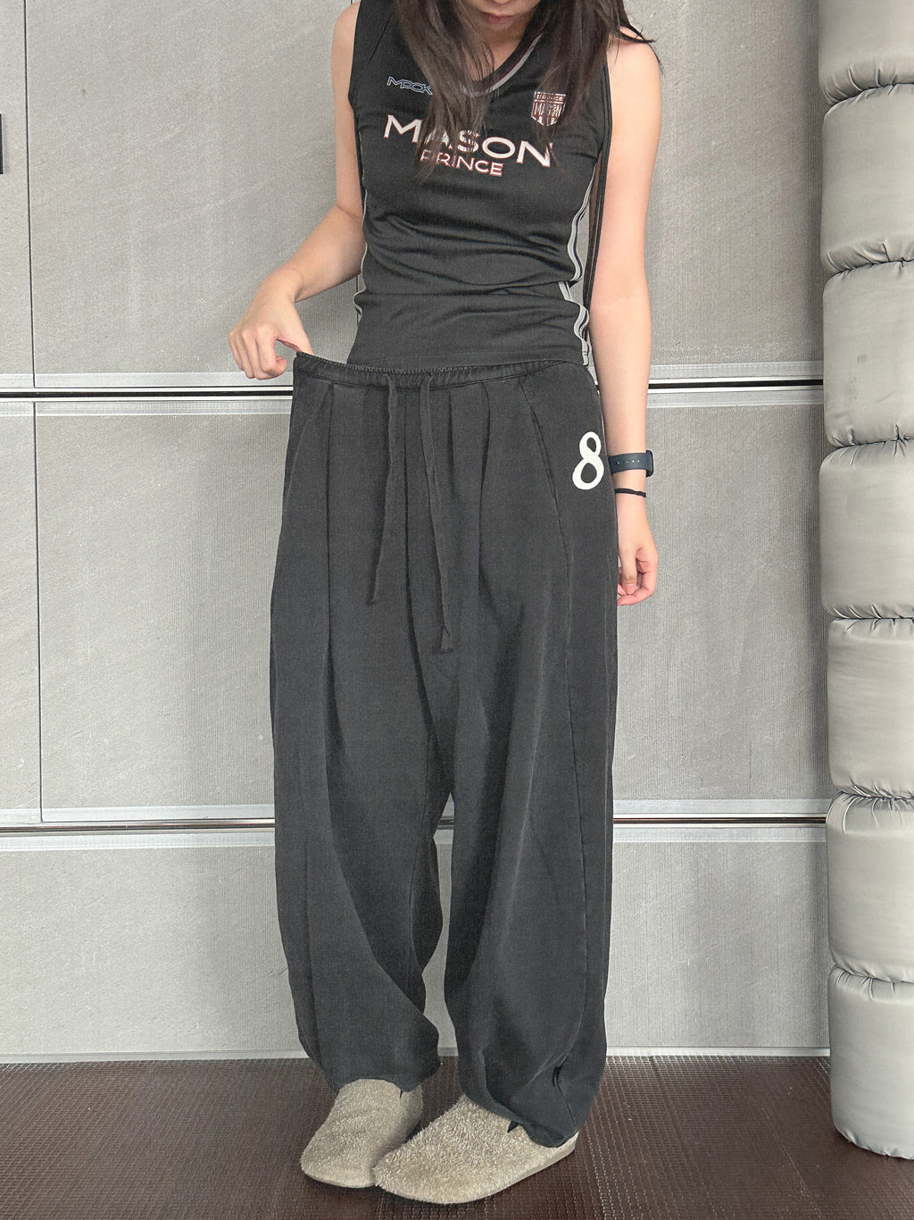 8 Patch Inverted Pleated Sweatpants