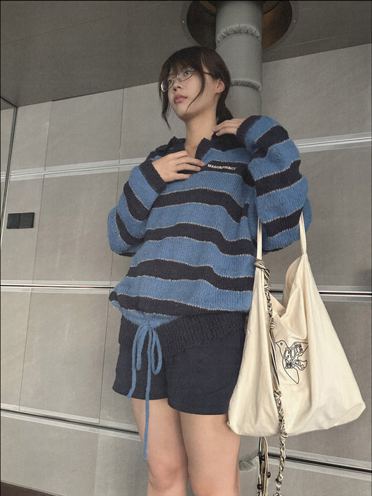 Winter College Striped Polo Sweater