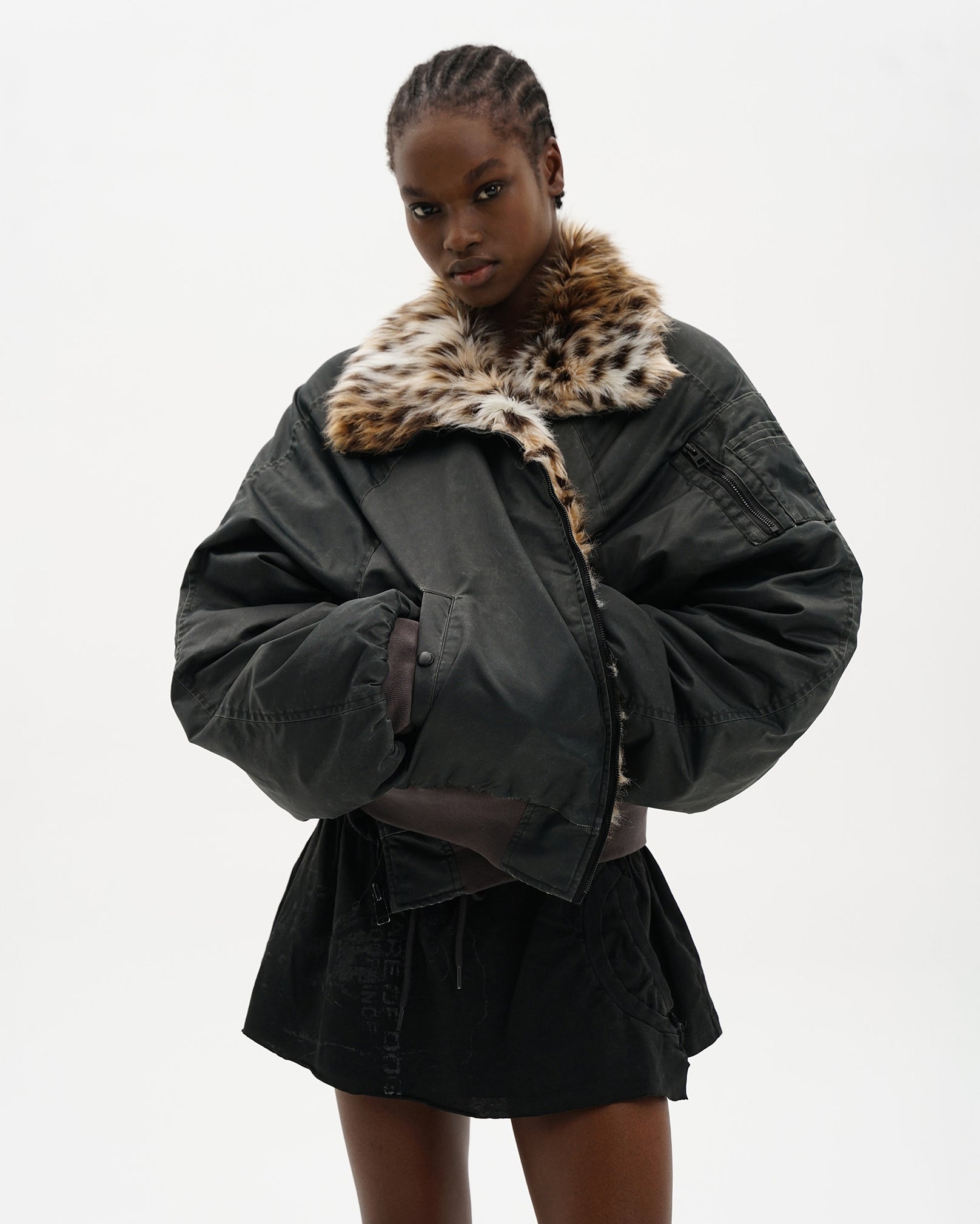 Yota Reversible Leopard Faux-Fur Bomber