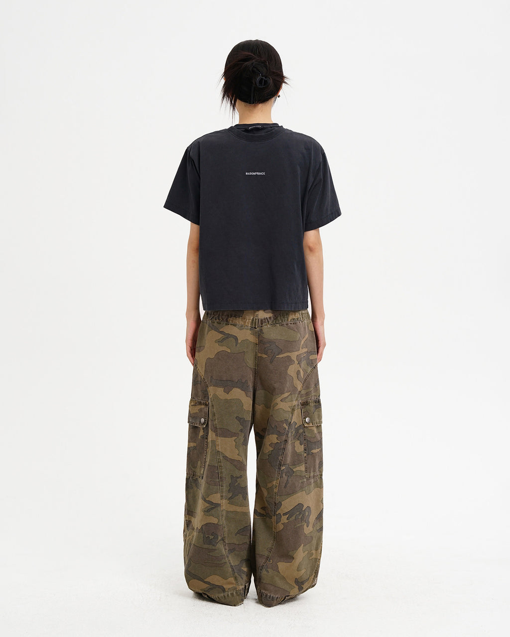 Washed Camo Curved Cargo Pants