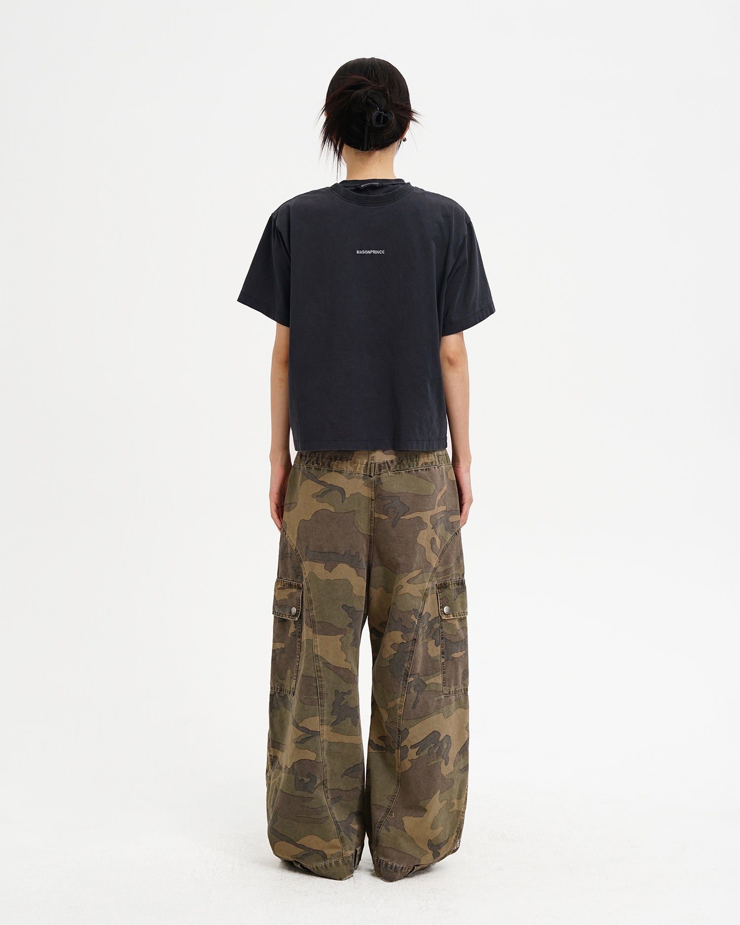 Washed Camo Curved Cargo Pants