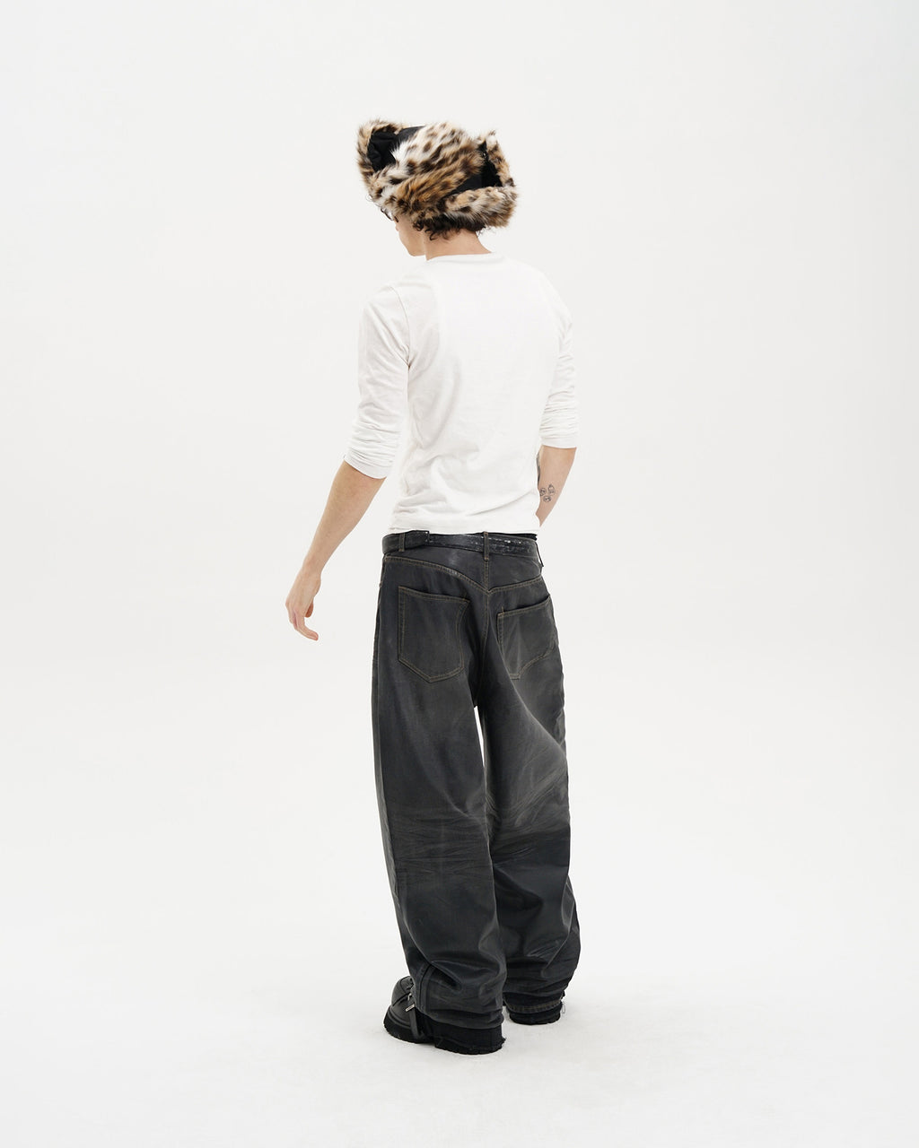 Wide-Leg Wax Denim