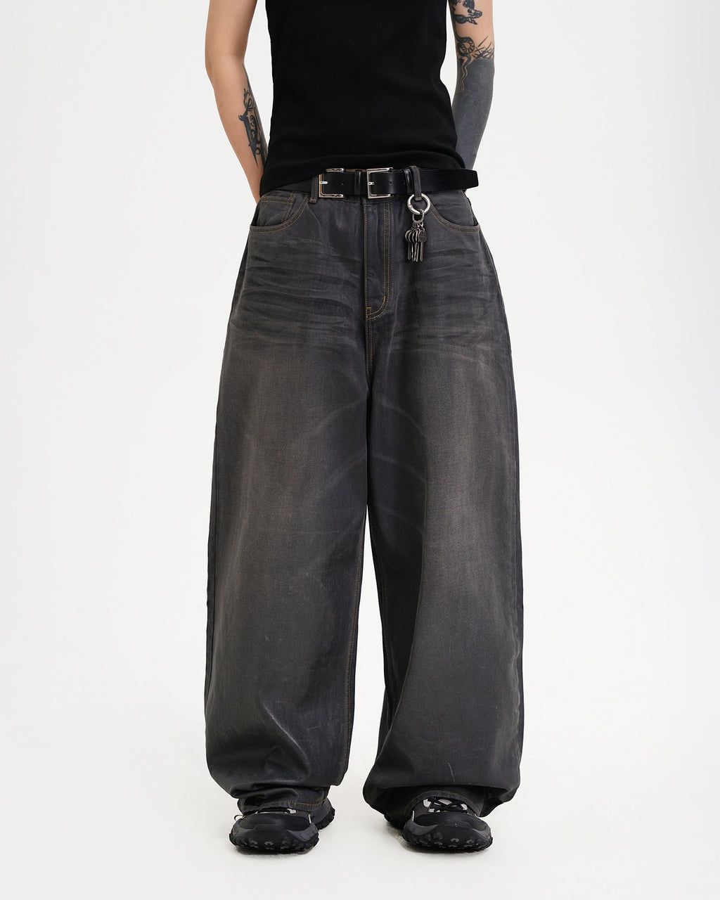Wide-Leg Wax Denim