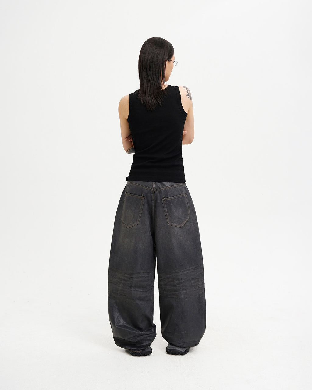 Wide-Leg Wax Denim