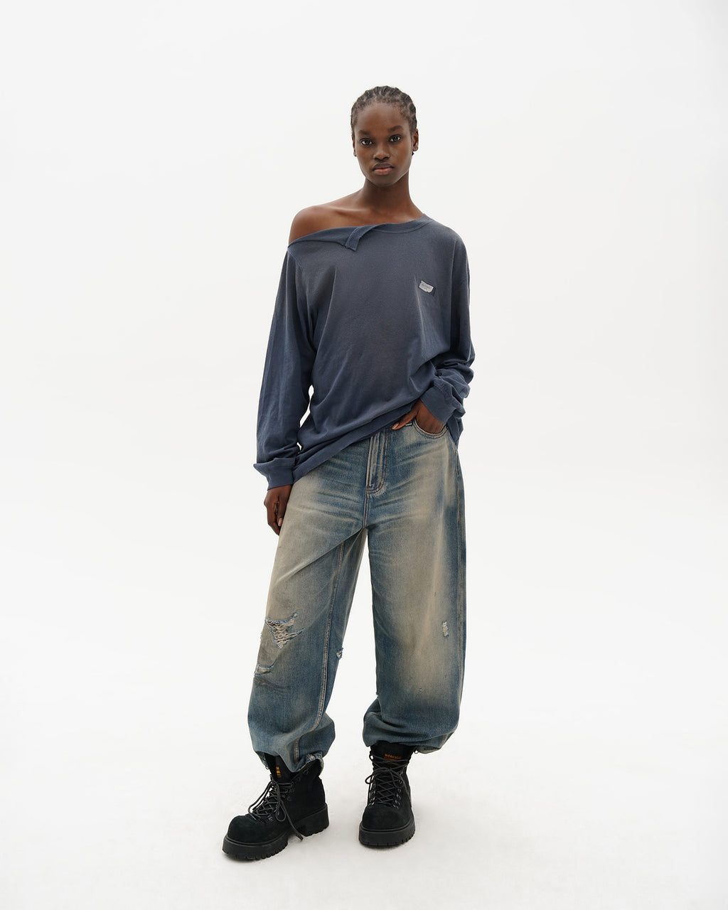 Organic Cotton Longsleeve Tee - Off Shoulder