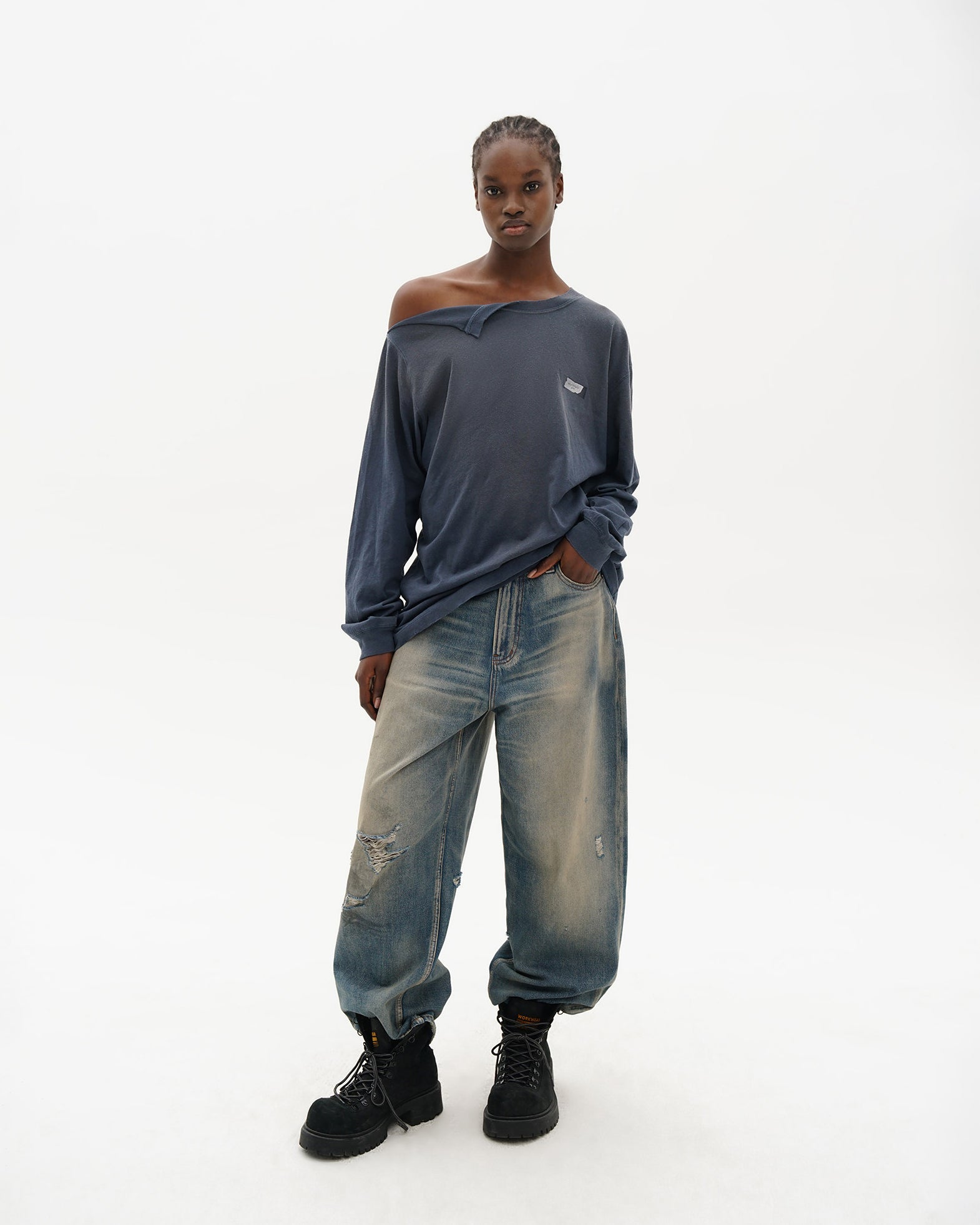 Organic Cotton Longsleeve Tee - Off Shoulder