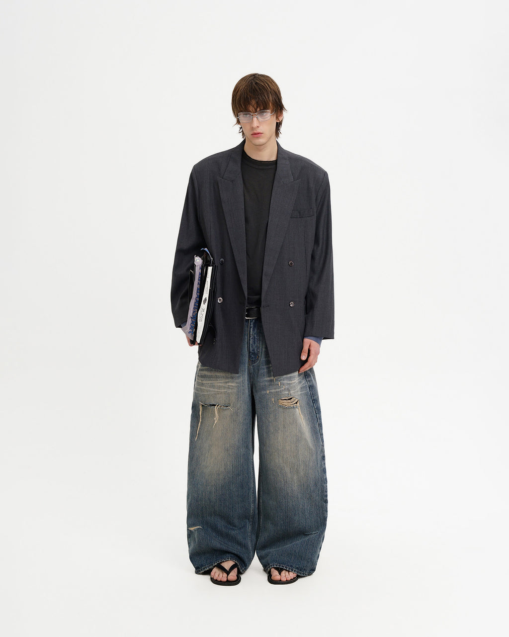 Double-Breasted Faux-Layer Blazer