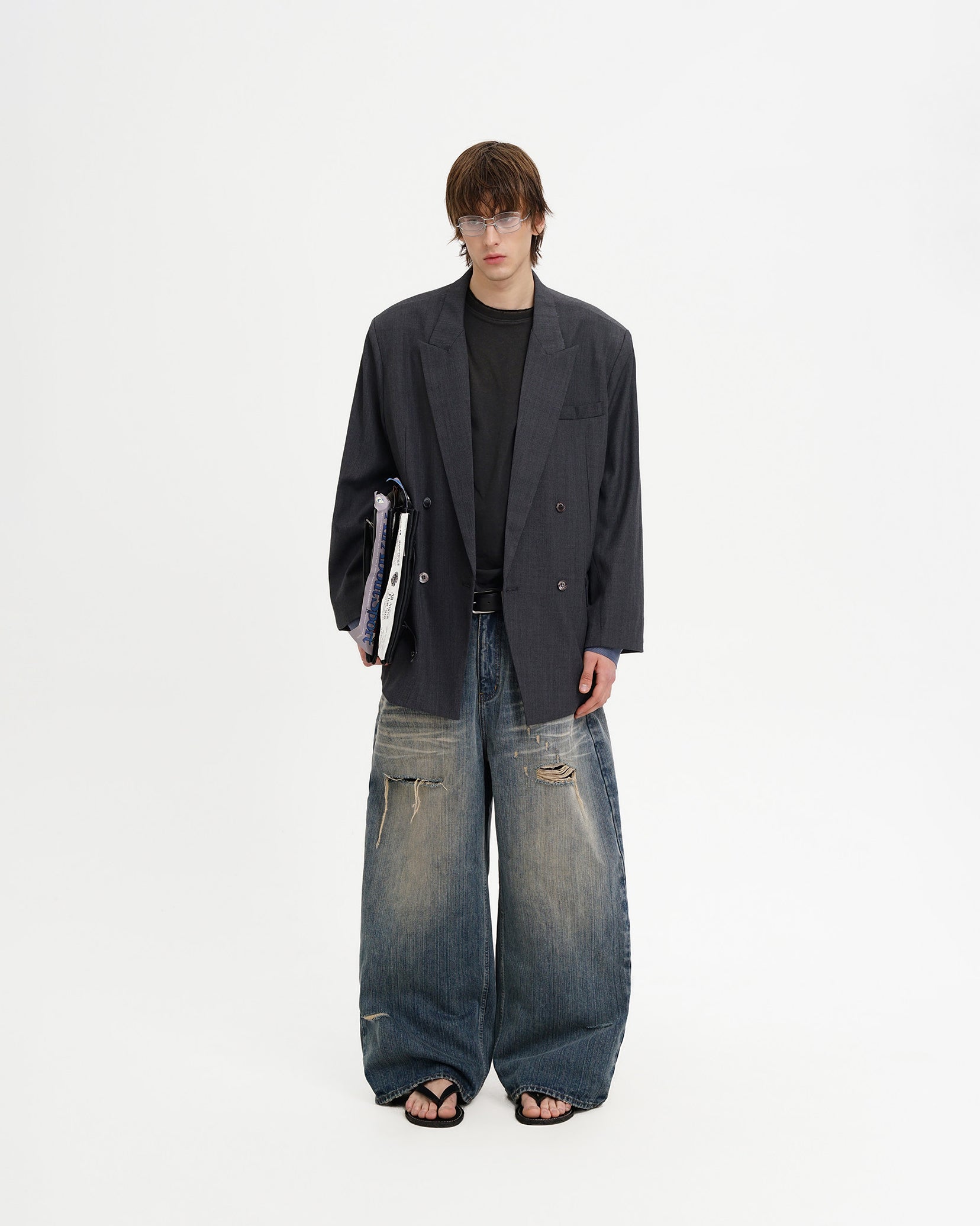 Double-Breasted Faux-Layer Blazer