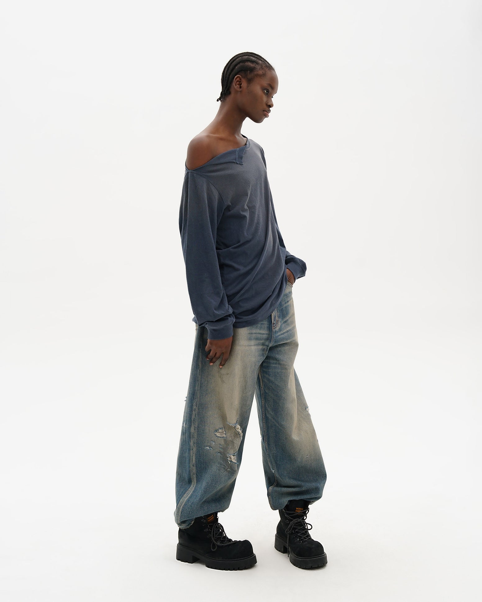 Organic Cotton Longsleeve Tee - Off Shoulder