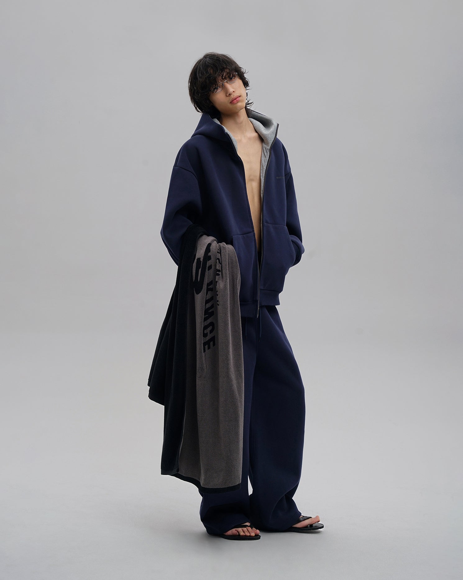 Oversized Navy Zip Hoodie