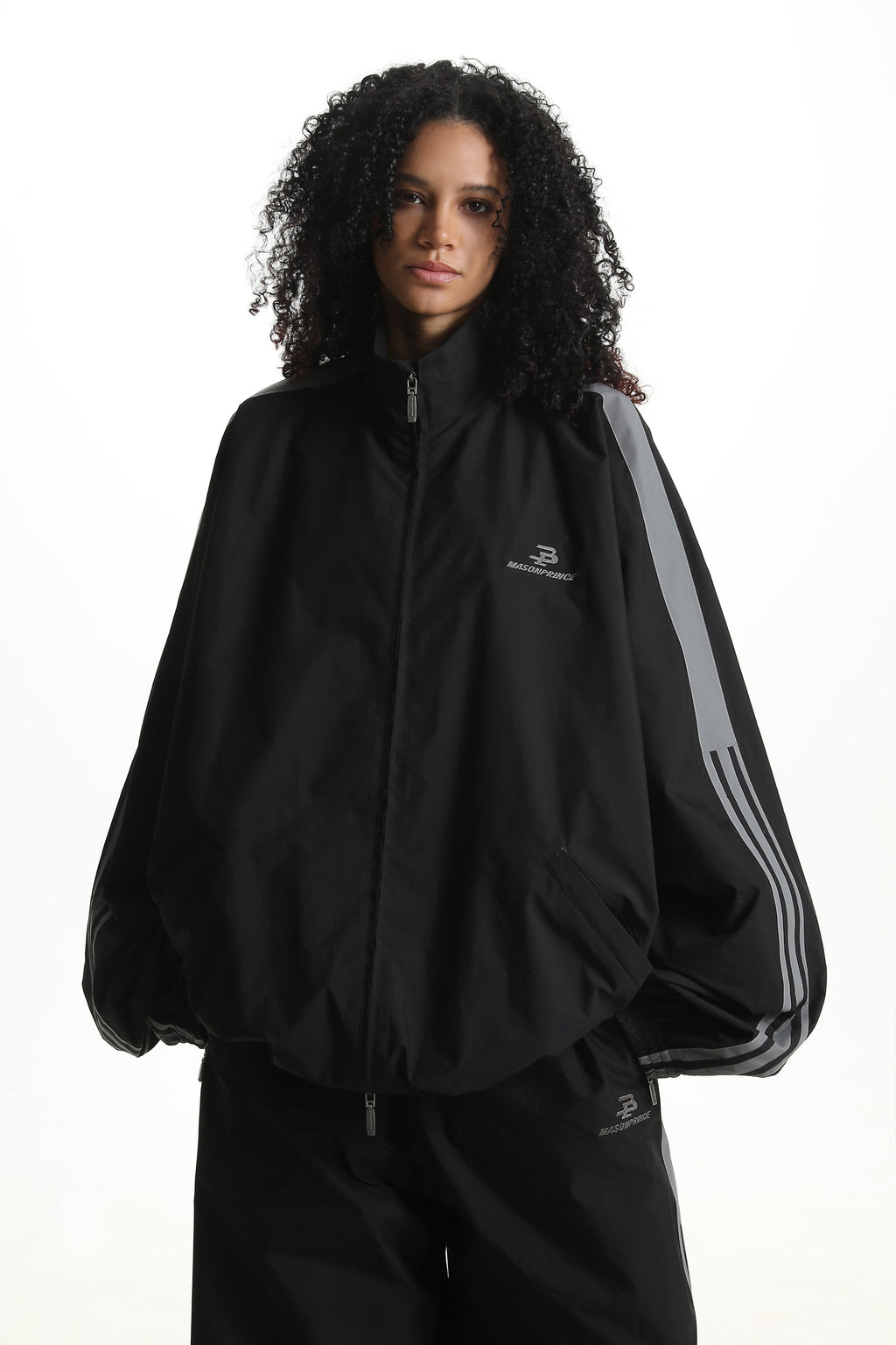 Black Windbreaker Stripe Jacket