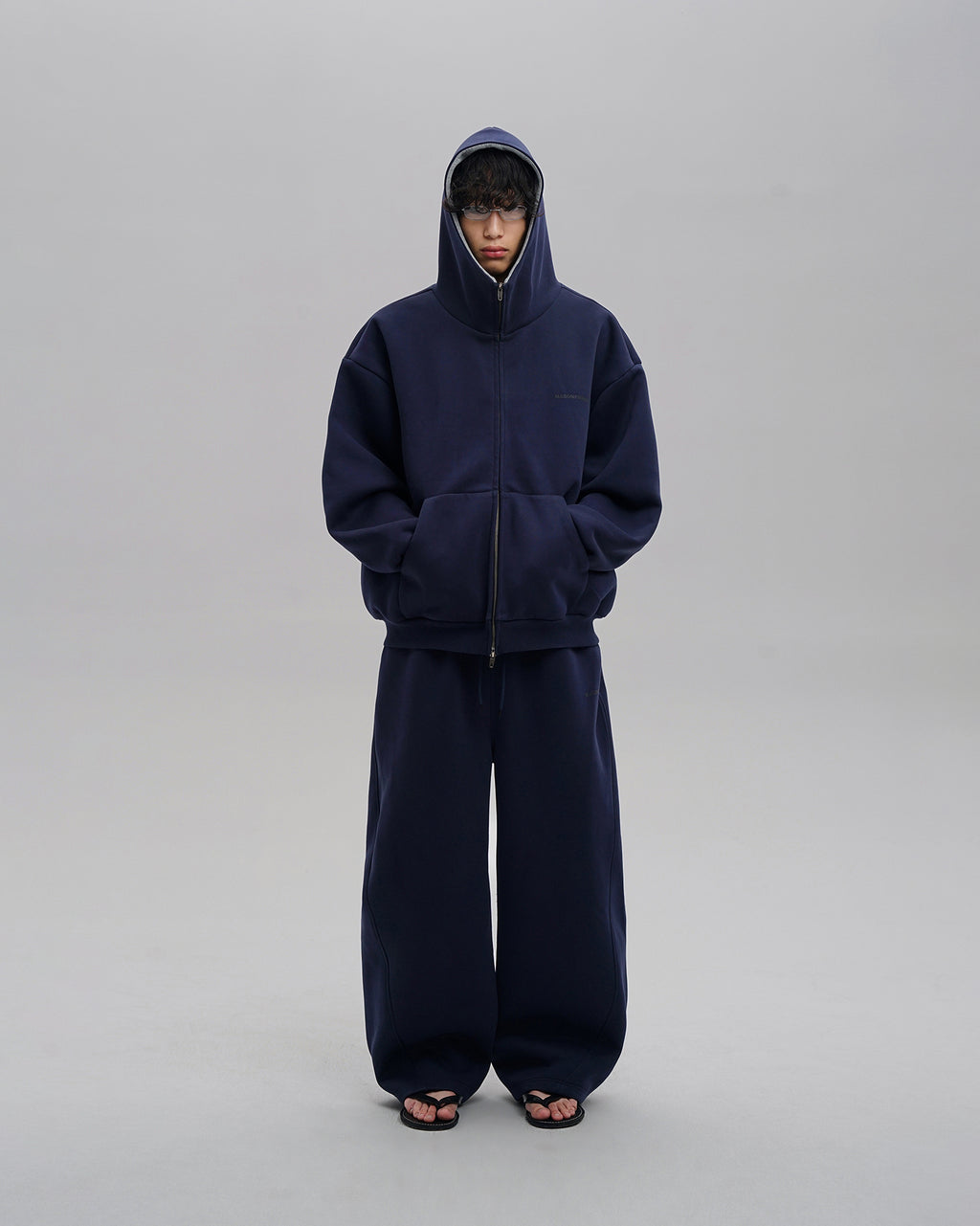 Oversized Navy Wide-Leg Sweatpants